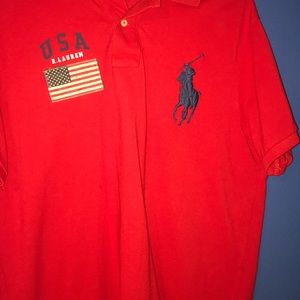 Polo Ralph Lauren USA Flag Red Polo Tee